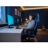 Fotel gamingowy dla gracza kubełkowy krzesło biurowe Podnóżek + Masaż + LED LC10 Niebieski