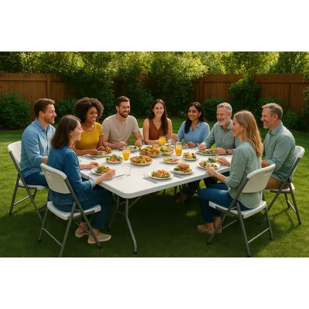 Stół cateringowy składany 180 cm biały – ogrodowy bankietowy, rozkładany, walizka | LazyHome