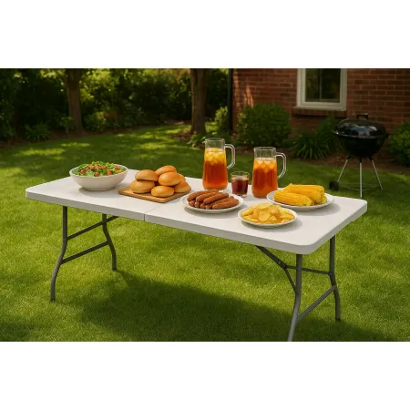 Stół cateringowy składany 180 cm biały – ogrodowy bankietowy, rozkładany, walizka | LazyHome